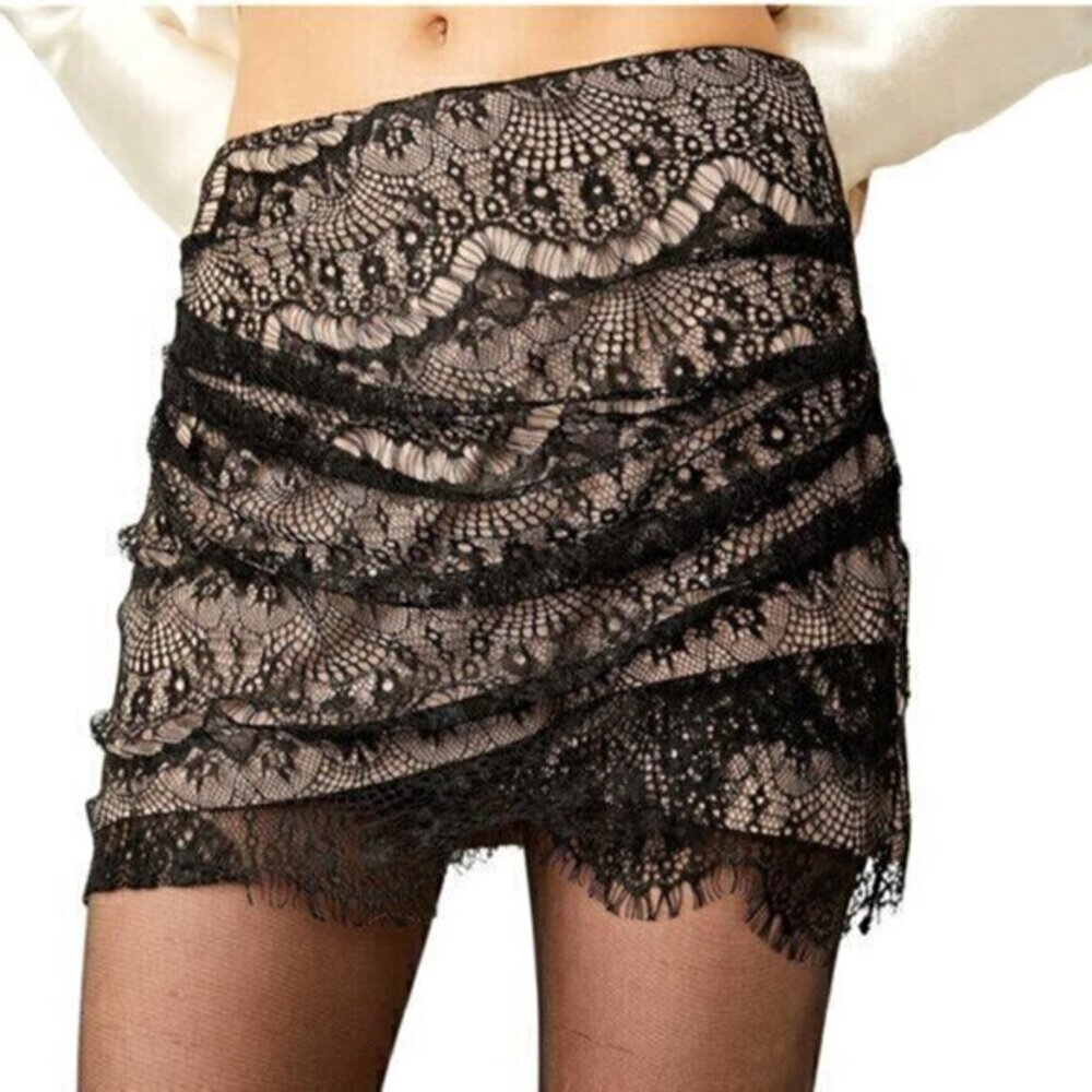 Free People.‎ Zoey lace mini skirt.